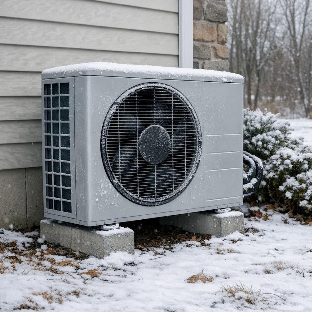 Heat pump service for winter comfort Heat pump outdoor unit in winter conditions