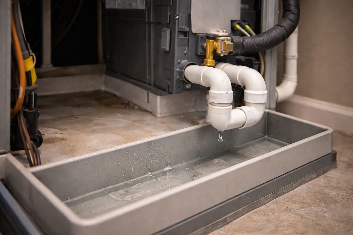 Condensate drain and water leak warning signs