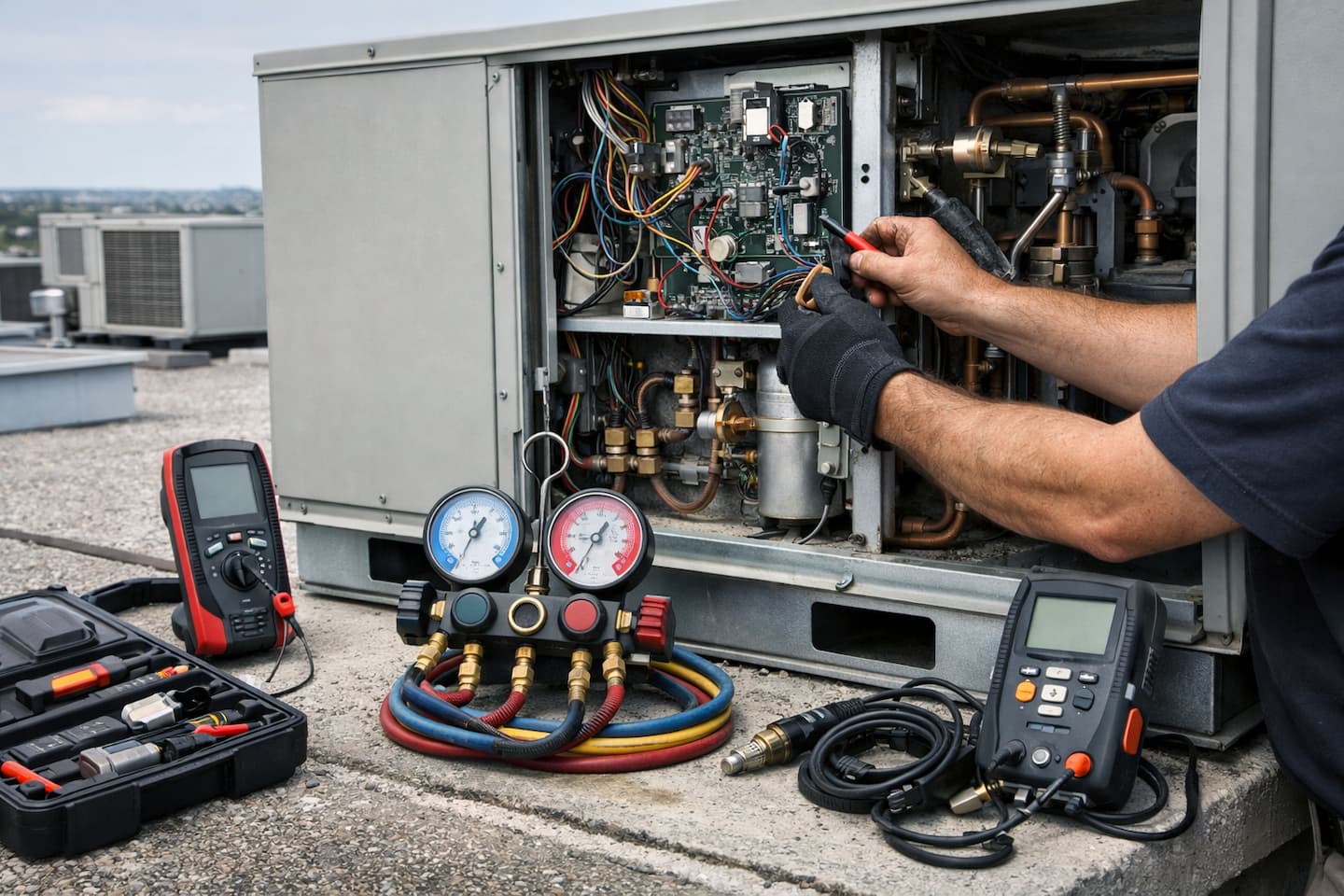 HVAC diagnostics at condenser