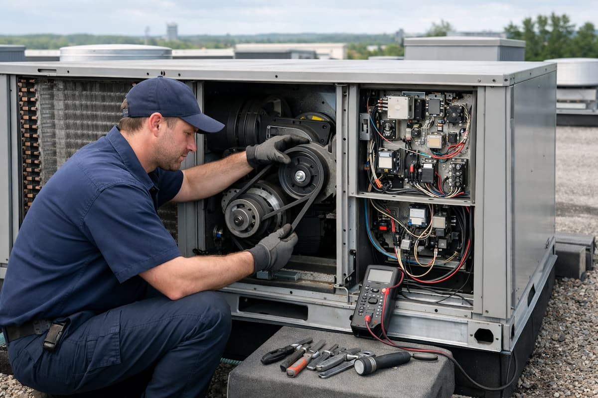 Seasonal rooftop unit inspection in Linden