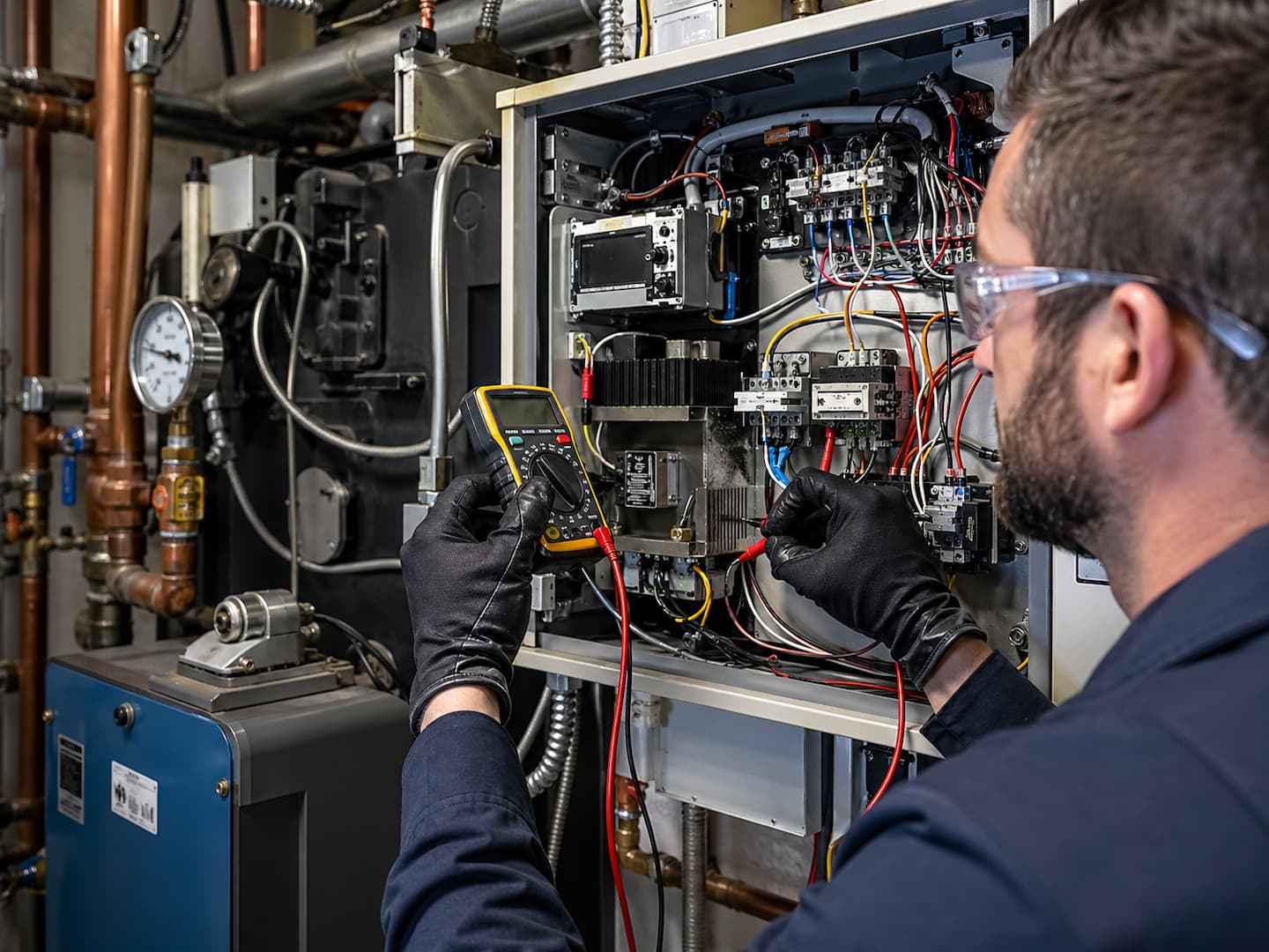 Commercial heating control panel inspection in Linden NJ