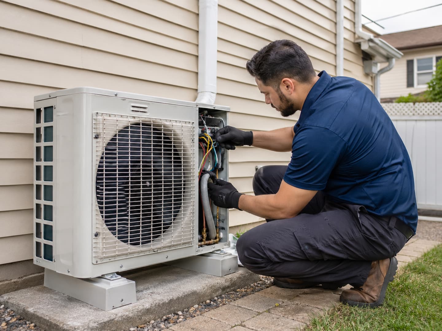 Outdoor unit check for ductless system maintenance