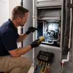 HVAC technician diagnosing an AC running constantly but not cooling the house