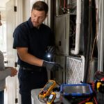 HVAC technician checking whether an AC should be turned off when not cooling
