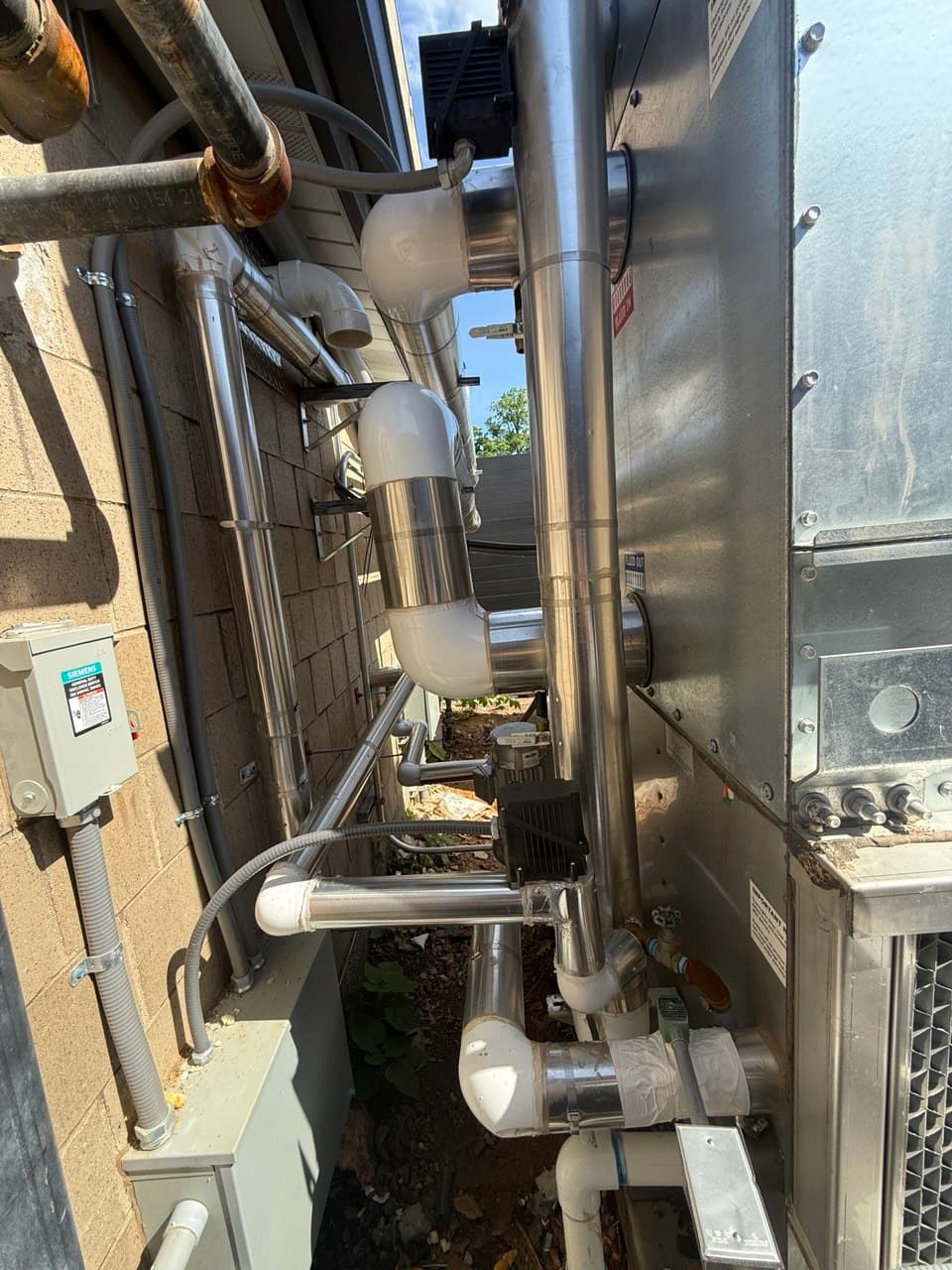 Commercial HVAC mechanical room piping