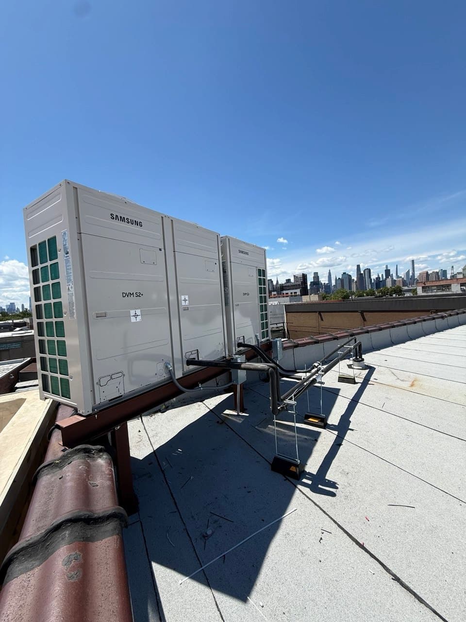 Commercial VRF rooftop HVAC system installed