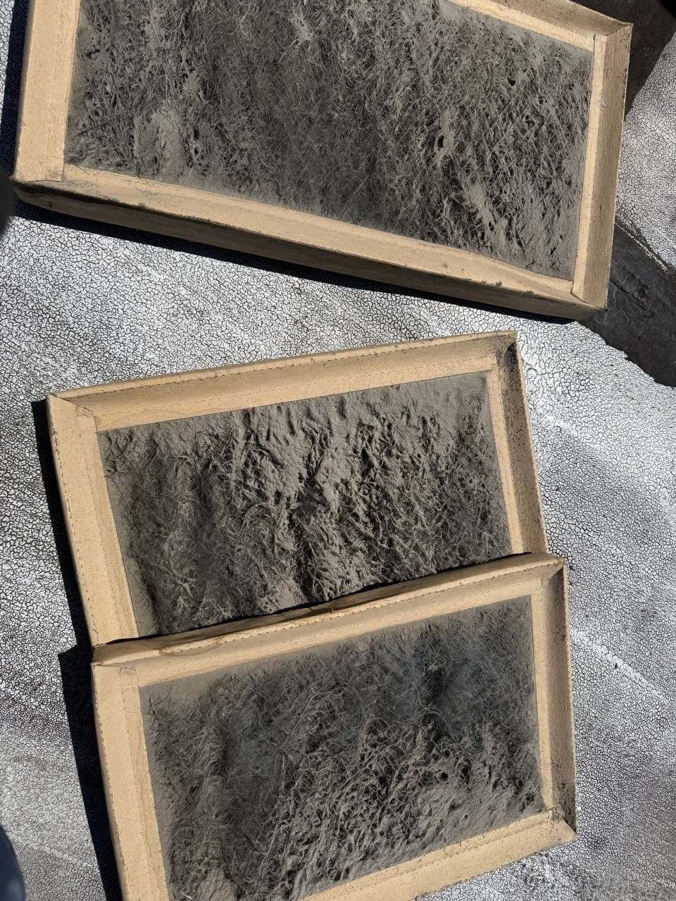 Dirty commercial HVAC filters before replacement