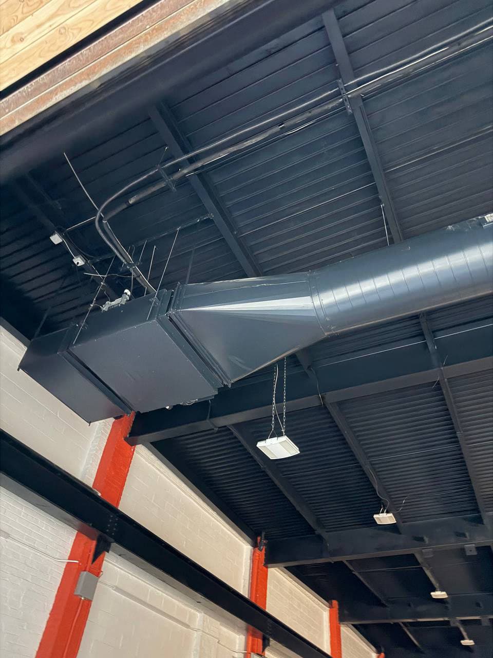 Hoops Klub exposed spiral ductwork close-up