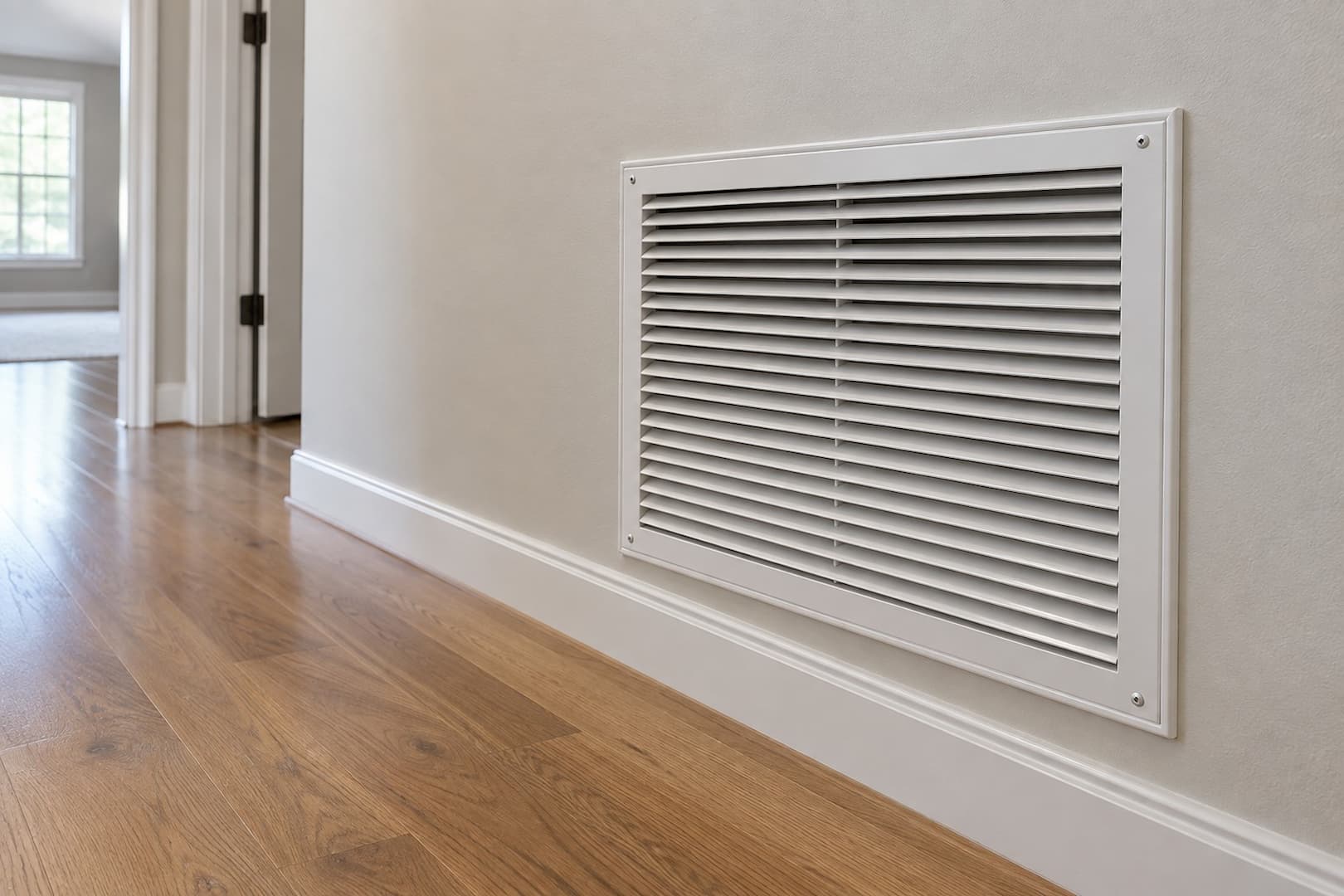 Residential return-air grille with clear space around it